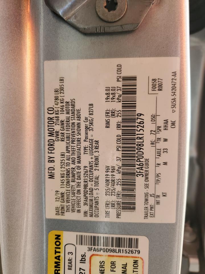 2020 Ford Fusion Titanium VIN: 3FA6P0D98LR152679 Lot: 81772385