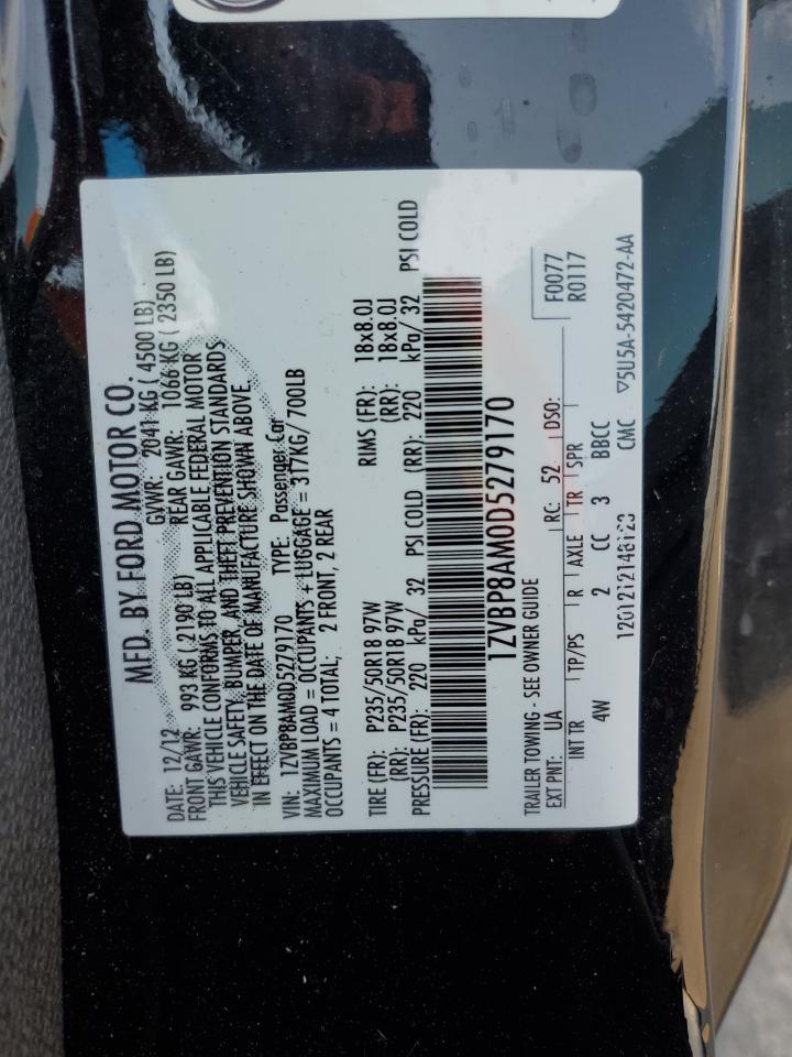 2013 Ford Mustang VIN: 1ZVBP8AM0D5279170 Lot: 80077695