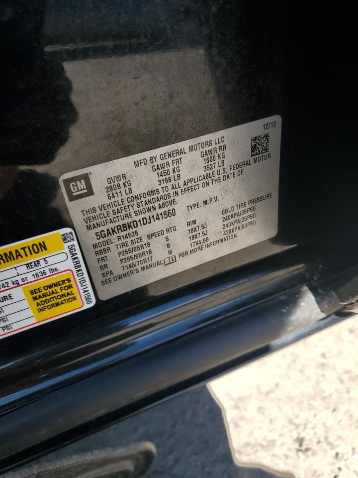 2013 Buick Enclave VIN: 5GAKRBKD1DJ141560 Lot: 80813705