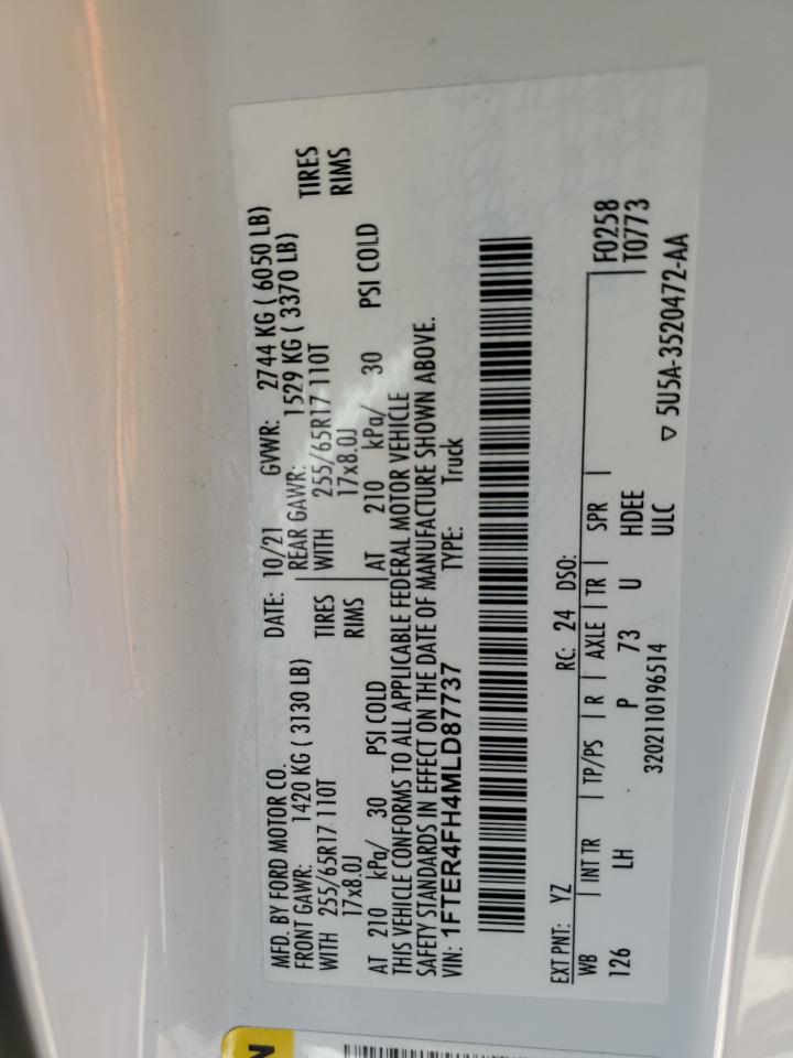 2021 Ford Ranger Xl VIN: 1FTER4FH4MLD87737 Lot: 81588775