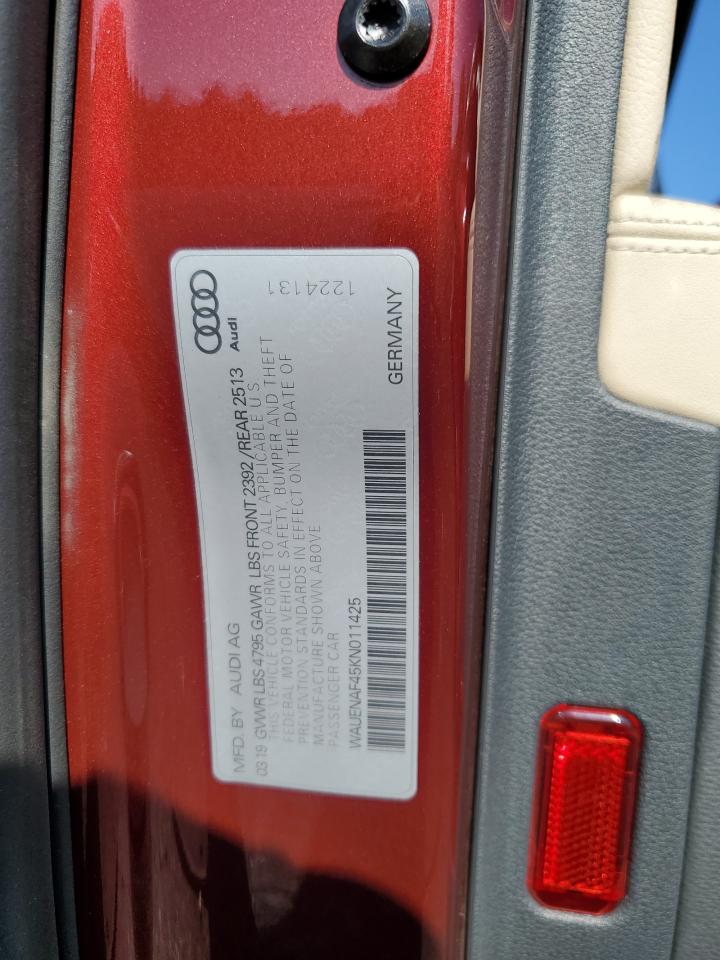 2019 Audi A4 Premium Plus VIN: WAUENAF45KN011425 Lot: 80532565
