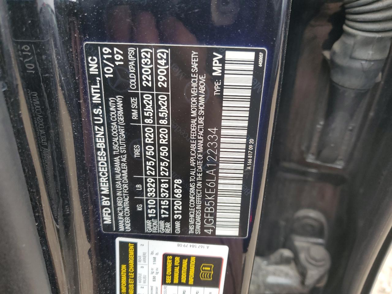 2020 Mercedes-Benz Gle 450 4Matic VIN: 4JGFB5KE6LA122334 Lot: 80356535