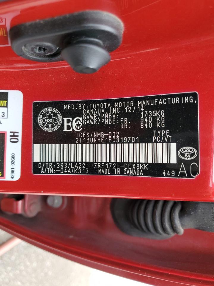 2015 Toyota Corolla L VIN: 2T1BURHE1FC319701 Lot: 81433735