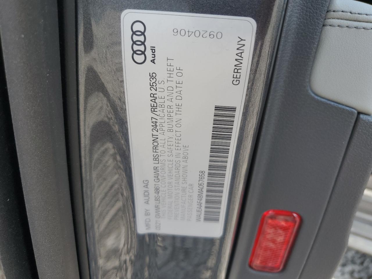 2021 Audi A4 Premium Plus 45 VIN: WAUEAAF48MA057658 Lot: 81114695