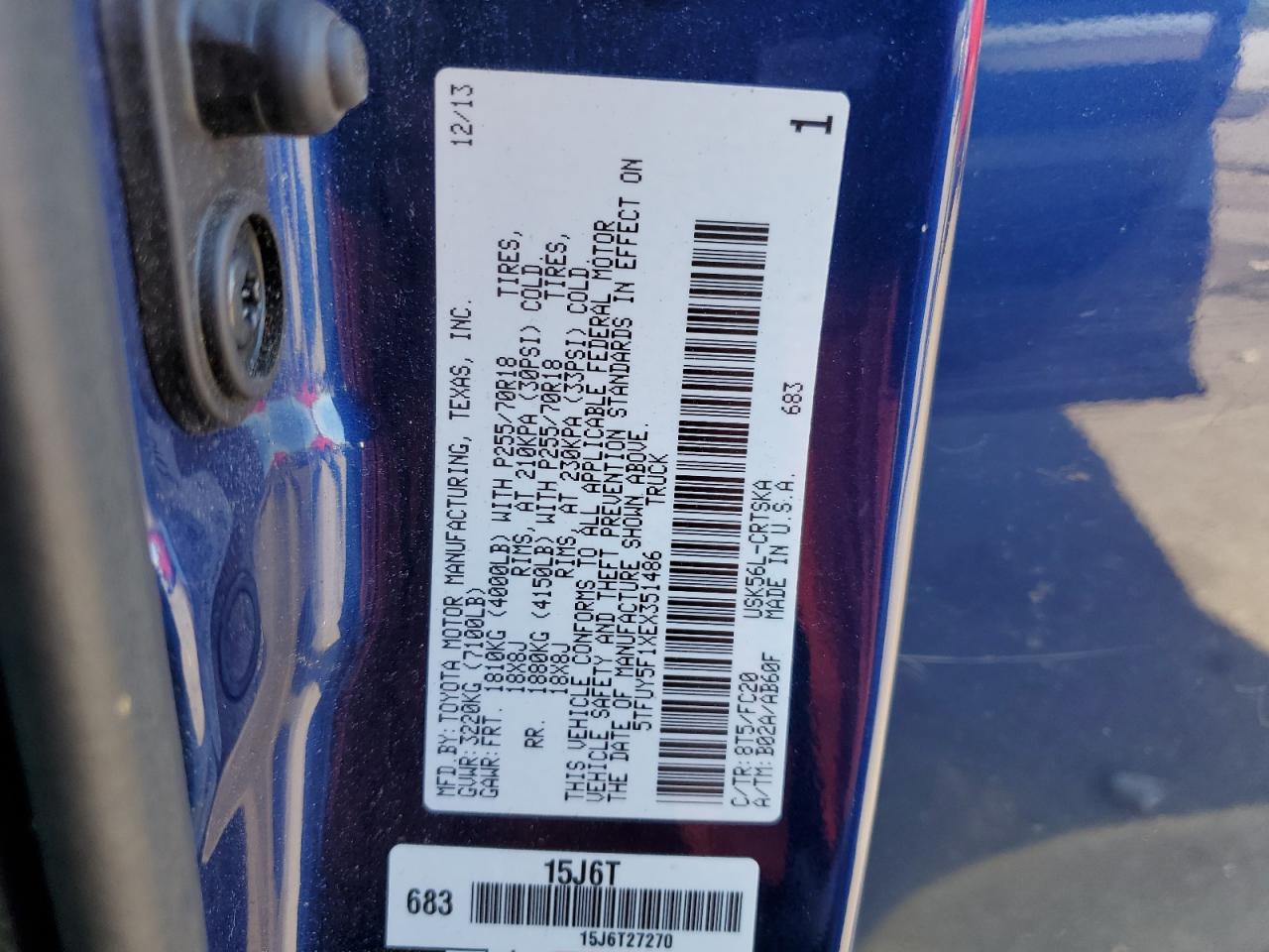 2014 Toyota Tundra Double Cab Sr VIN: 5TFUY5F1XEX351486 Lot: 80281545