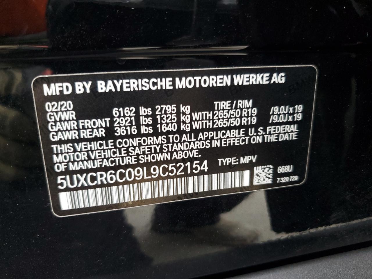 2020 BMW X5 xDrive40I VIN: 5UXCR6C09L9C52154 Lot: 71936665