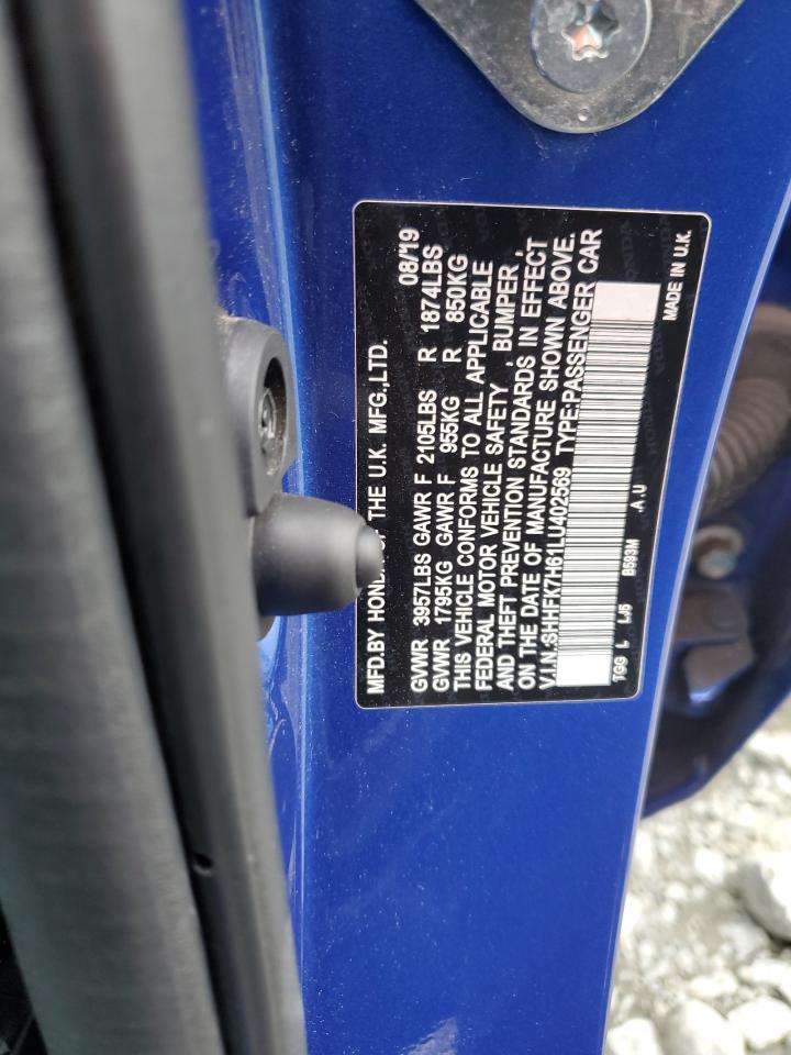 2020 Honda Civic Ex VIN: SHHFK7H61LU402569 Lot: 82133685