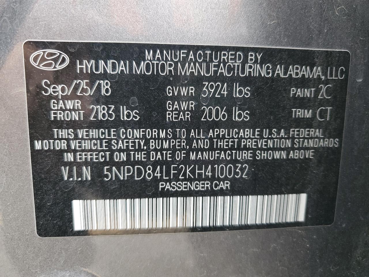 2019 Hyundai Elantra Sel VIN: 5NPD84LF2KH410032 Lot: 81245925