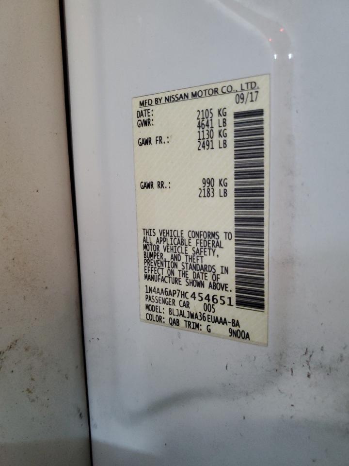 2017 Nissan Maxima 3.5S VIN: 1N4AA6AP7HC454651 Lot: 84215355