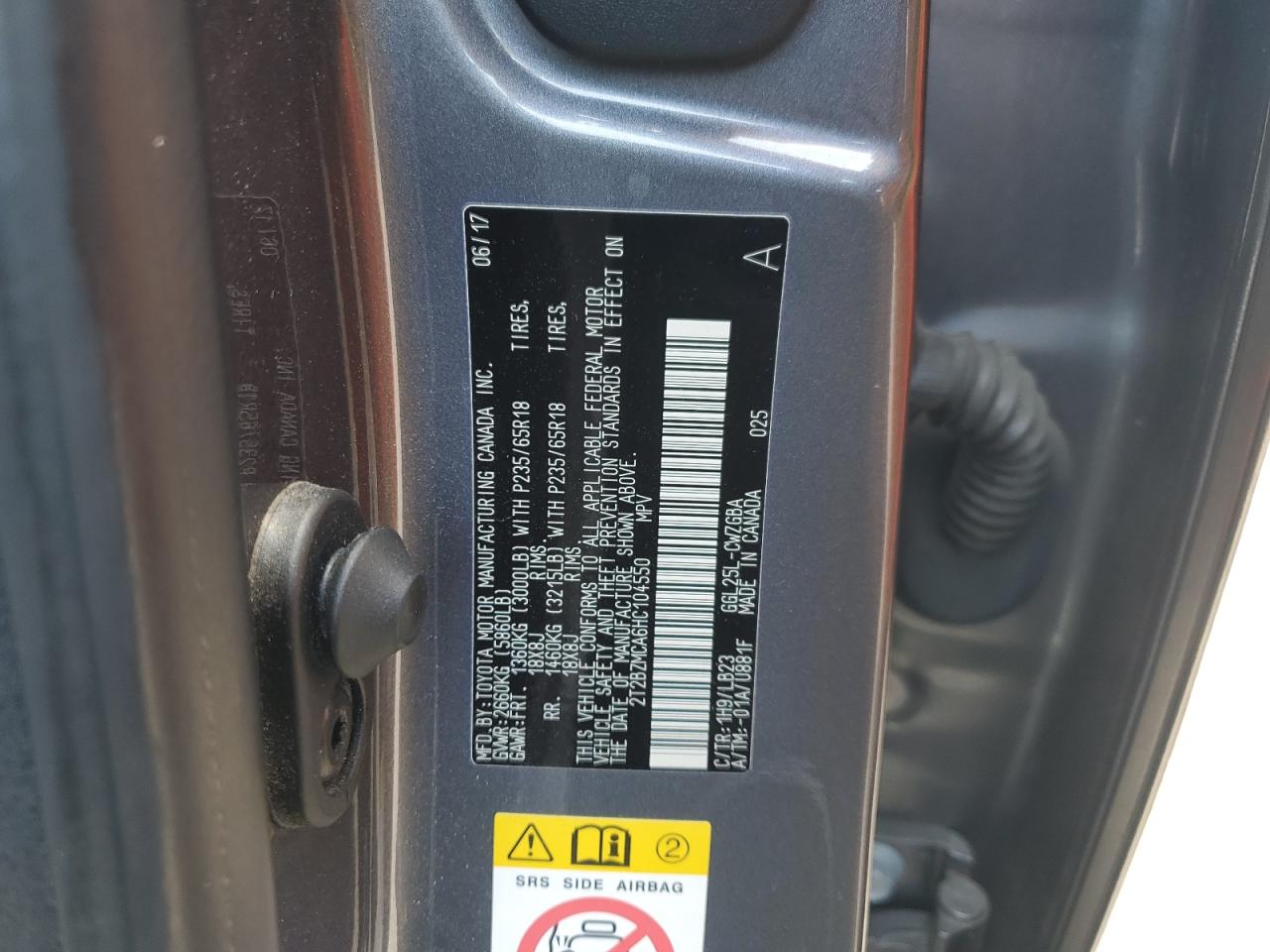 2017 Lexus Rx 350 Base VIN: 2T2BZMCA6HC104550 Lot: 71179005