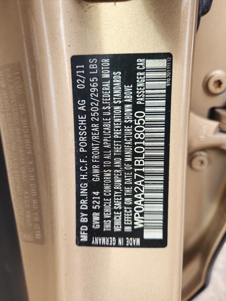 2011 Porsche Panamera 2 VIN: WP0AA2A71BL018050 Lot: 80662795