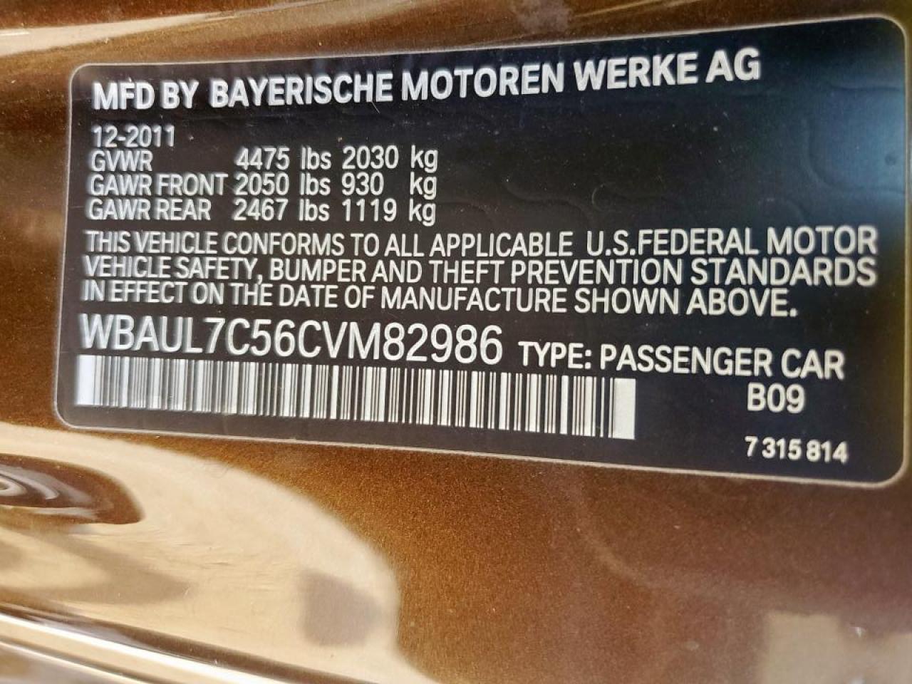 2012 BMW 128 I VIN: WBAUL7C56CVM82986 Lot: 84034805