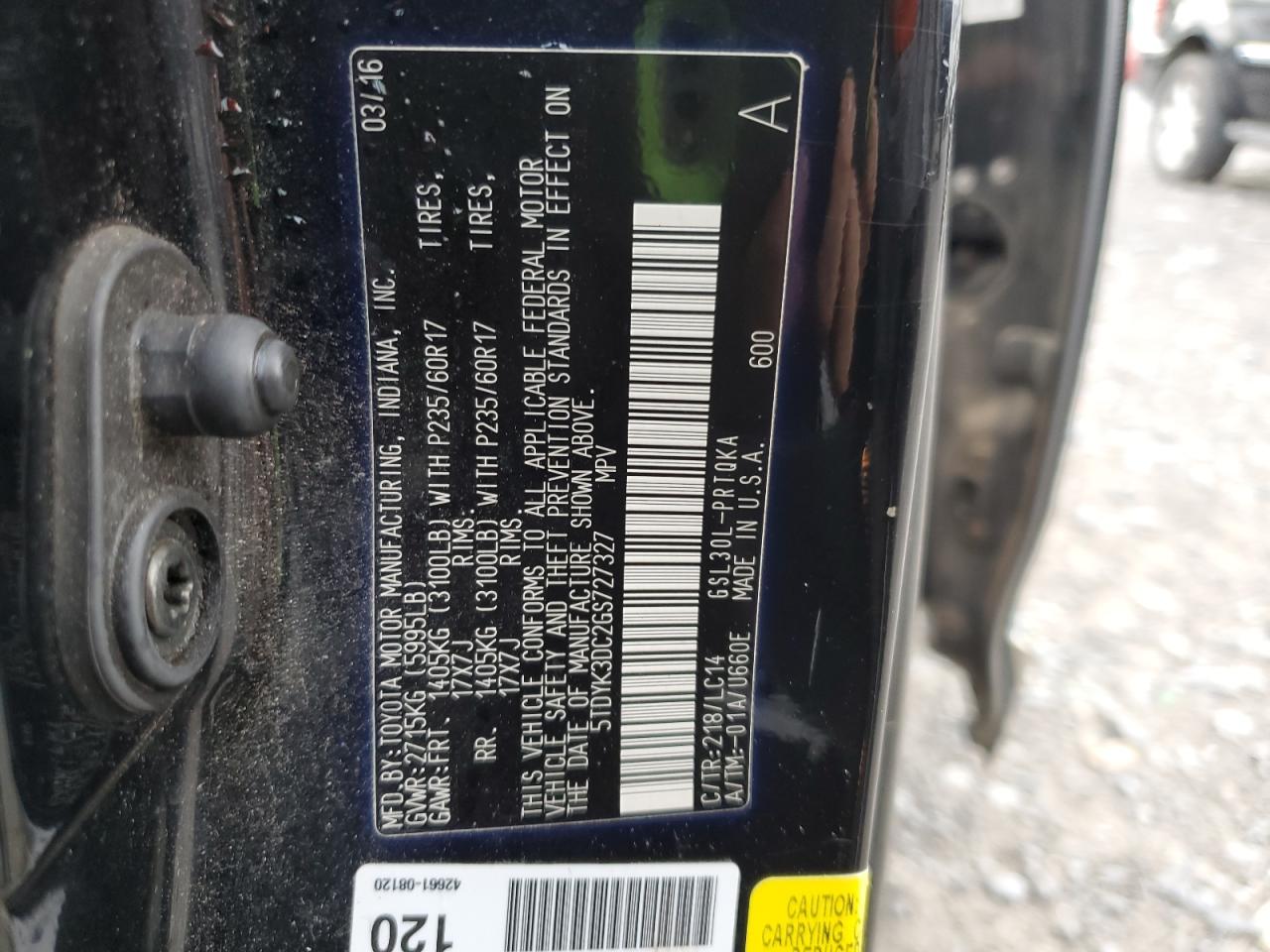 2016 Toyota Sienna Xle VIN: 5TDYK3DC2GS727327 Lot: 82152655