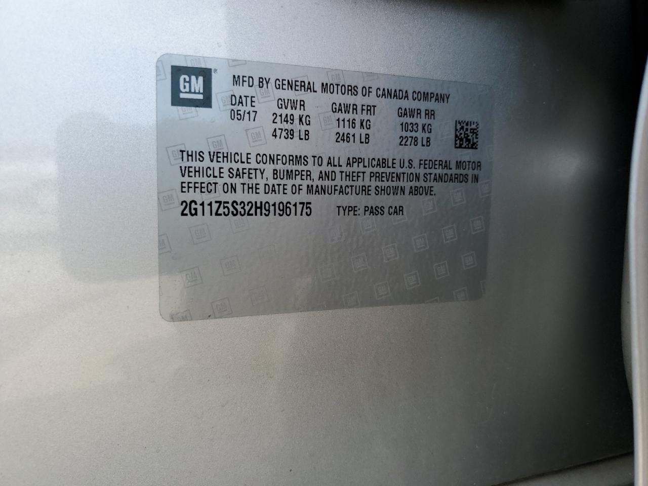 2017 Chevrolet Impala Ls VIN: 2G11Z5S32H9196175 Lot: 82024325