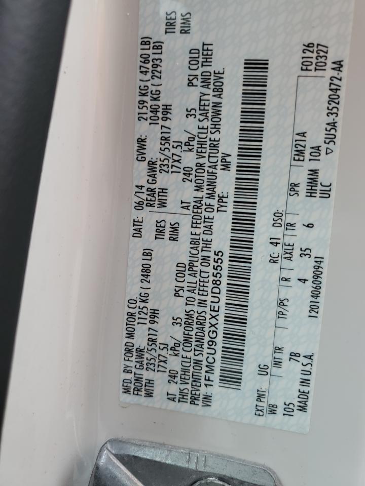 2014 Ford Escape Se VIN: 1FMCU9GXXEUD85555 Lot: 82079025