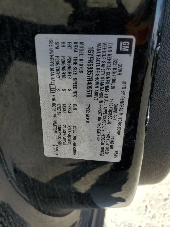 2007 Cadillac Escalade Luxury VIN: 1GYFK63857R409670 Lot: 81812215