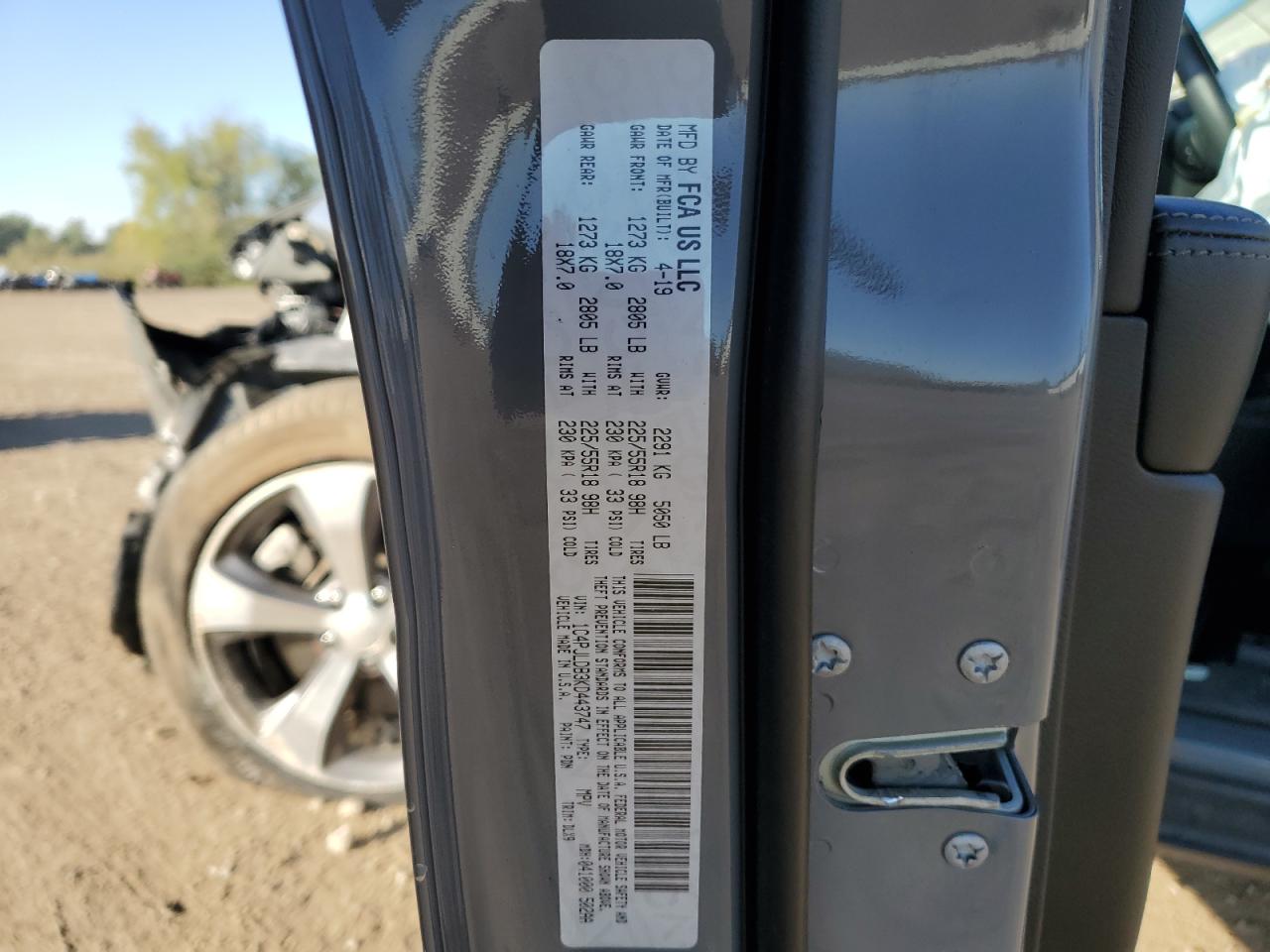 2019 Jeep Cherokee Limited VIN: 1C4PJLDB3KD443747 Lot: 81944185