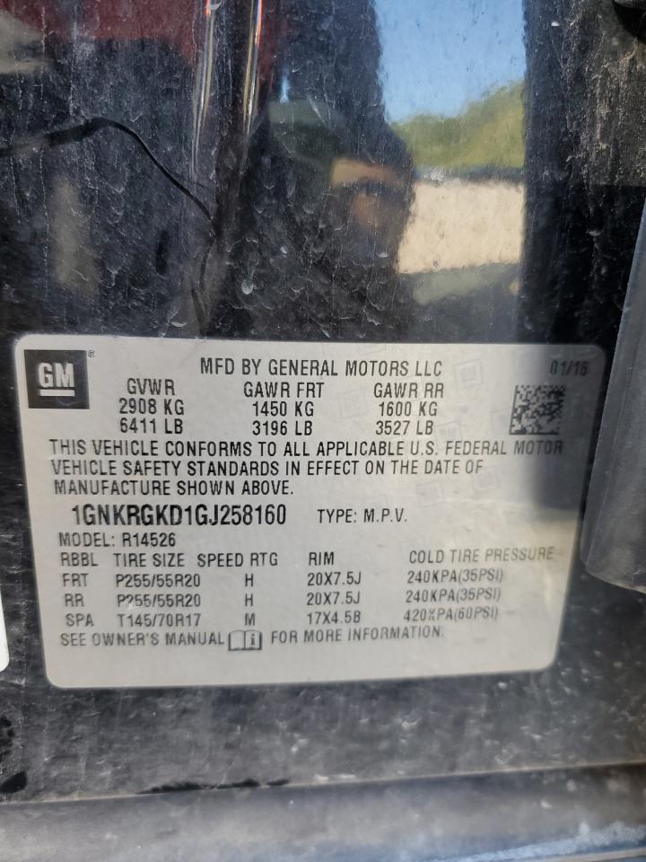 2016 Chevrolet Traverse Lt VIN: 1GNKRGKD1GJ258160 Lot: 84559245