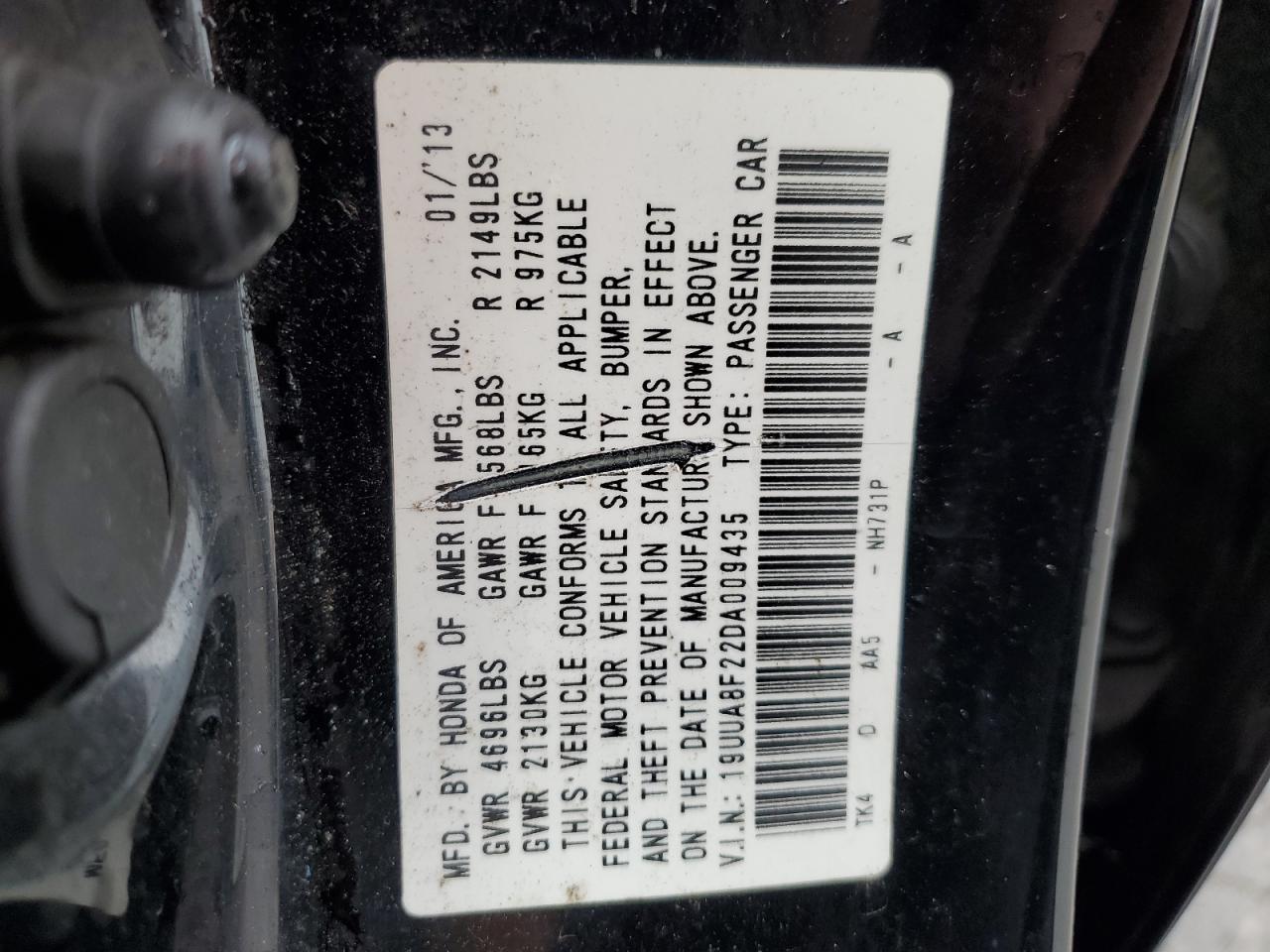 2013 Acura Tl VIN: 19UUA8F22DA009435 Lot: 82119695