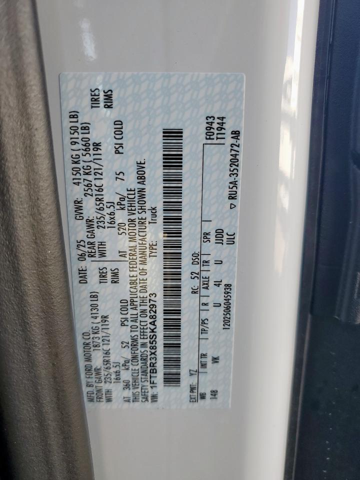 2025 Ford Transit T-250 VIN: 1FTBR3X85SKA82973 Lot: 71170485