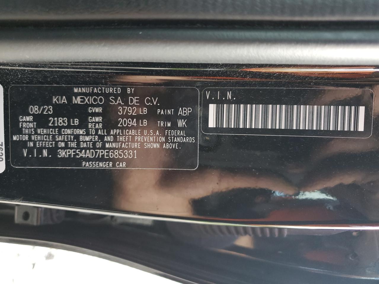 2023 Kia Forte Gt Line VIN: 3KPF54AD7PE685331 Lot: 84000825