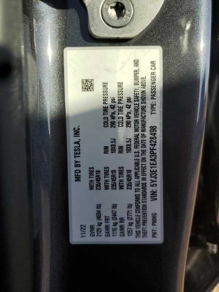 2023 Tesla Model 3 VIN: 5YJ3E1EA3PF428498 Lot: 83979425