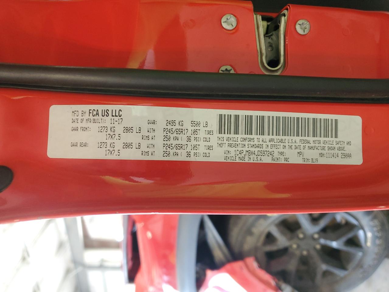 2018 Jeep Cherokee Trailhawk VIN: 1C4PJMBX4JD597242 Lot: 81761855