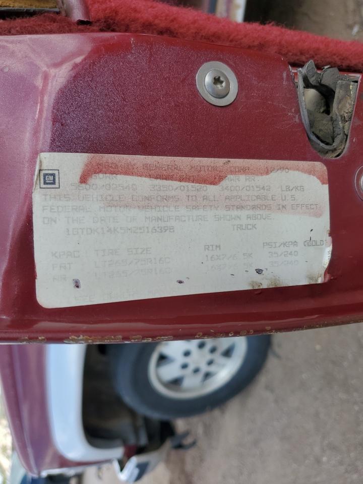 1991 GMC Sierra K1500 VIN: 1GTDK14K5MZ516398 Lot: 84213245