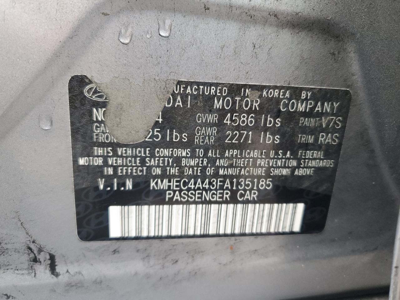 2015 Hyundai Sonata Hybrid VIN: KMHEC4A43FA135185 Lot: 81796865