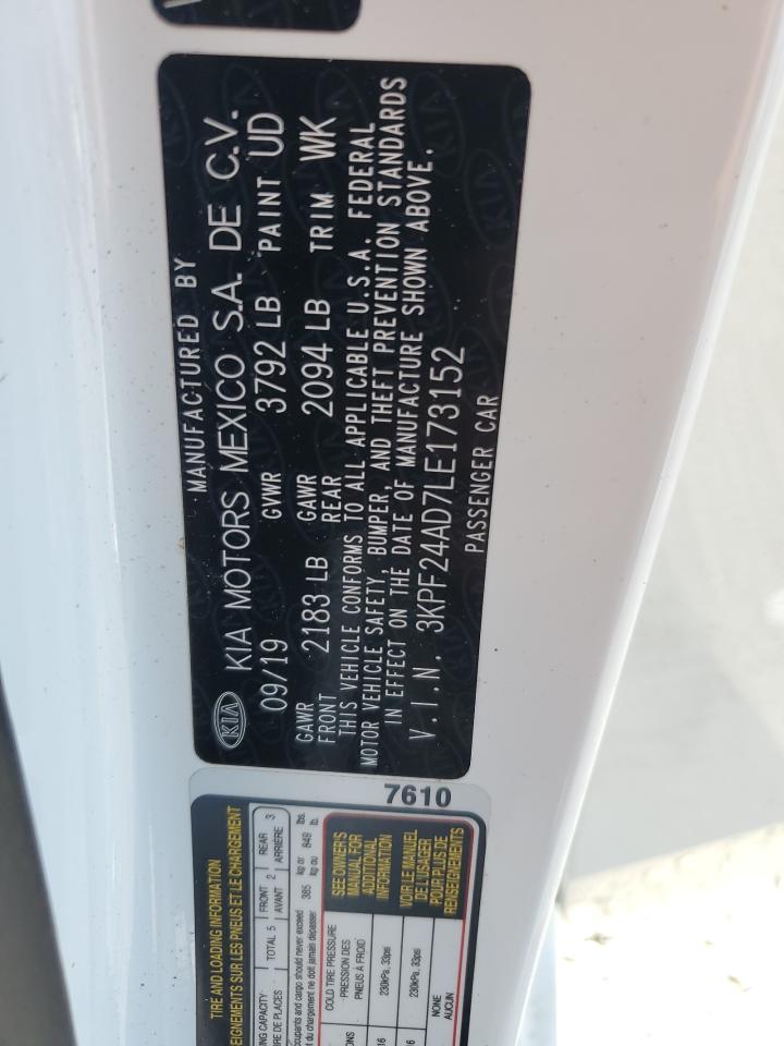 2020 Kia Forte Fe VIN: 3KPF24AD7LE173152 Lot: 83797145