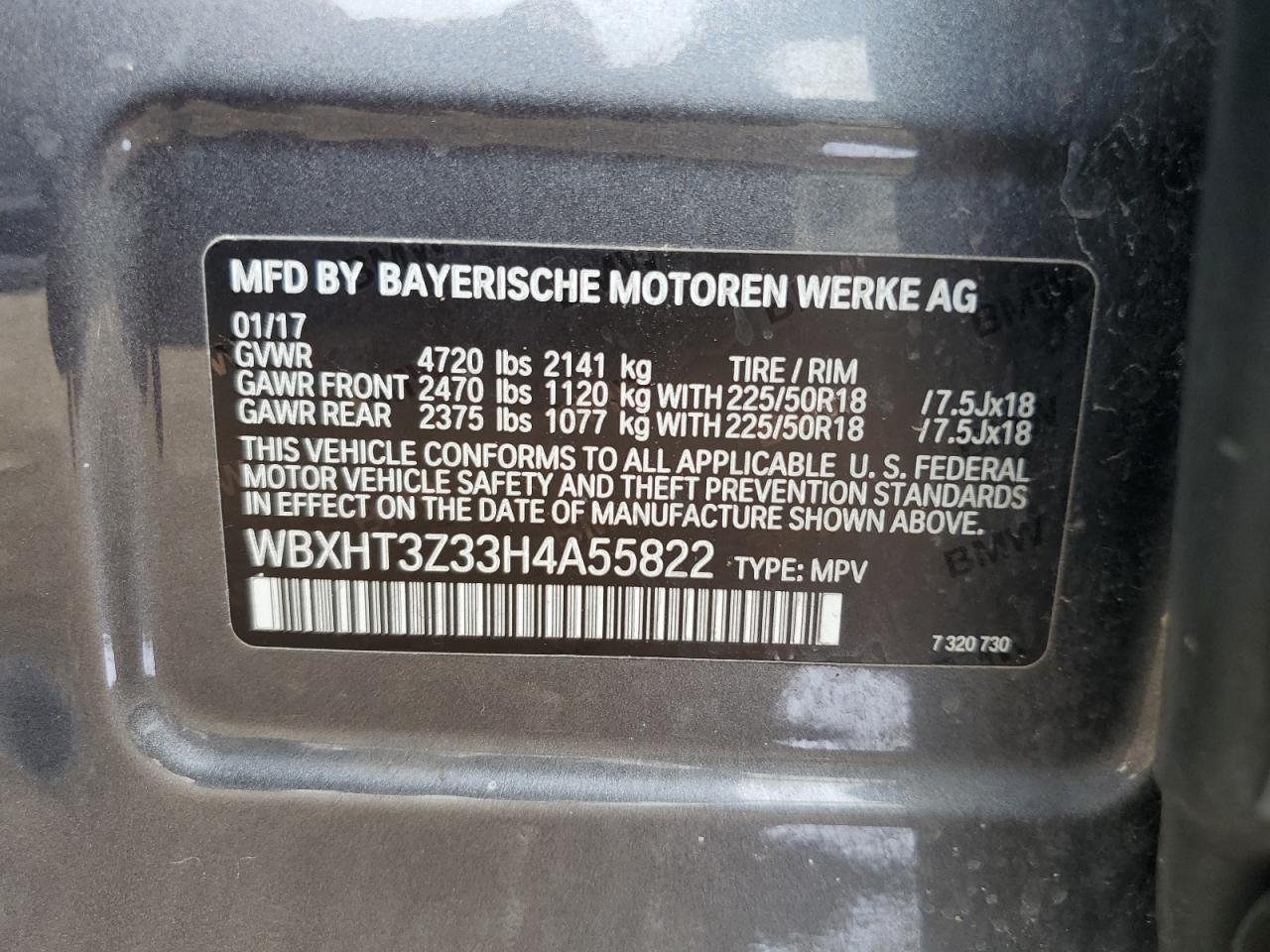 2017 BMW X1 xDrive28I VIN: WBXHT3Z33H4A55822 Lot: 81499175