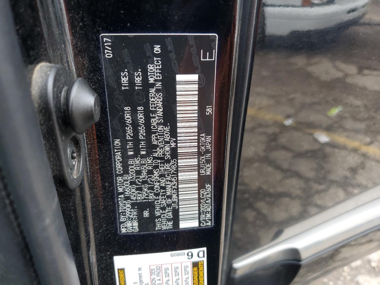 2017 Lexus Gx 460 VIN: JTJBM7FX3H5179835 Lot: 81755245