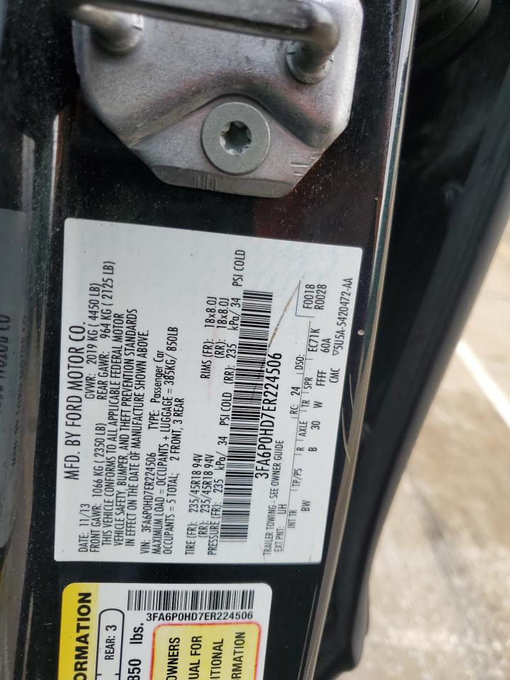 2014 Ford Fusion Se VIN: 3FA6P0HD7ER224506 Lot: 81131565