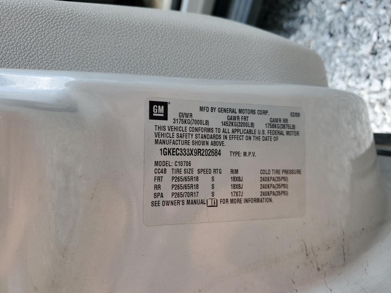 2009 GMC Yukon Slt VIN: 1GKEC333X9R202684 Lot: 71960675