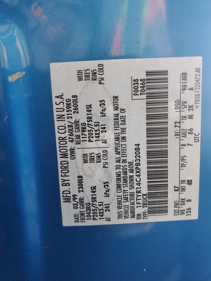 1999 Ford Ranger Super Cab VIN: 1FTYR14C4XPB32084 Lot: 81770925