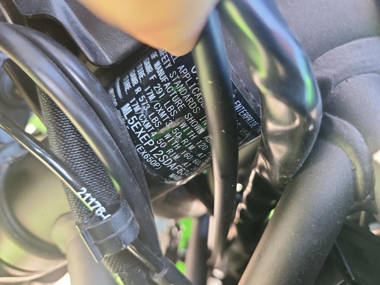 2025 Kawasaki Ex650 P VIN: ML5EXEP12SDAF6345 Lot: 71463745