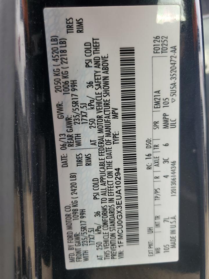 2014 Ford Escape Se VIN: 1FMCU0GX3EUA10294 Lot: 83776165