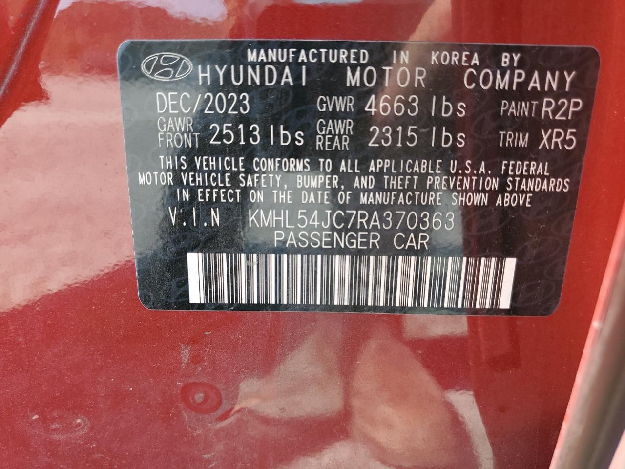 2024 Hyundai Sonata N Line VIN: KMHL54JC7RA370363 Lot: 81321235