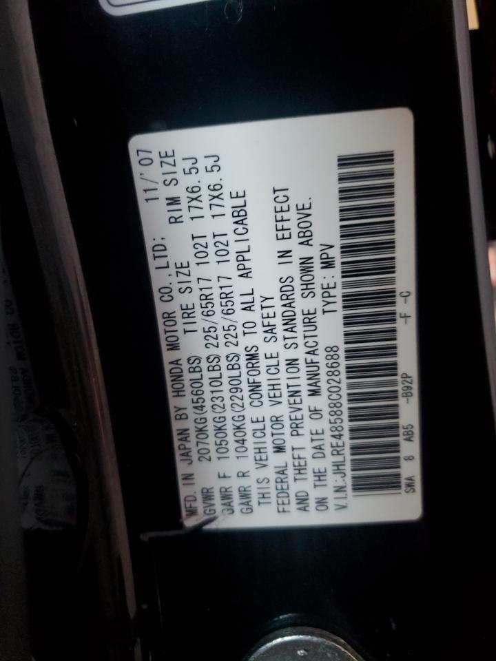 2008 Honda Cr-V Ex VIN: JHLRE48588C028688 Lot: 80085435