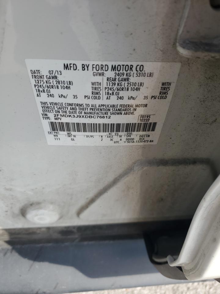 2013 Ford Edge Sel VIN: 2FMDK3J9XDBC76812 Lot: 81476195