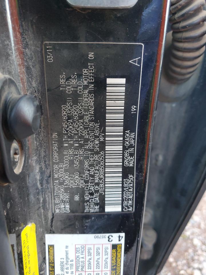 2011 Toyota 4Runner Sr5 VIN: JTEBU5JRXB5060506 Lot: 81886395