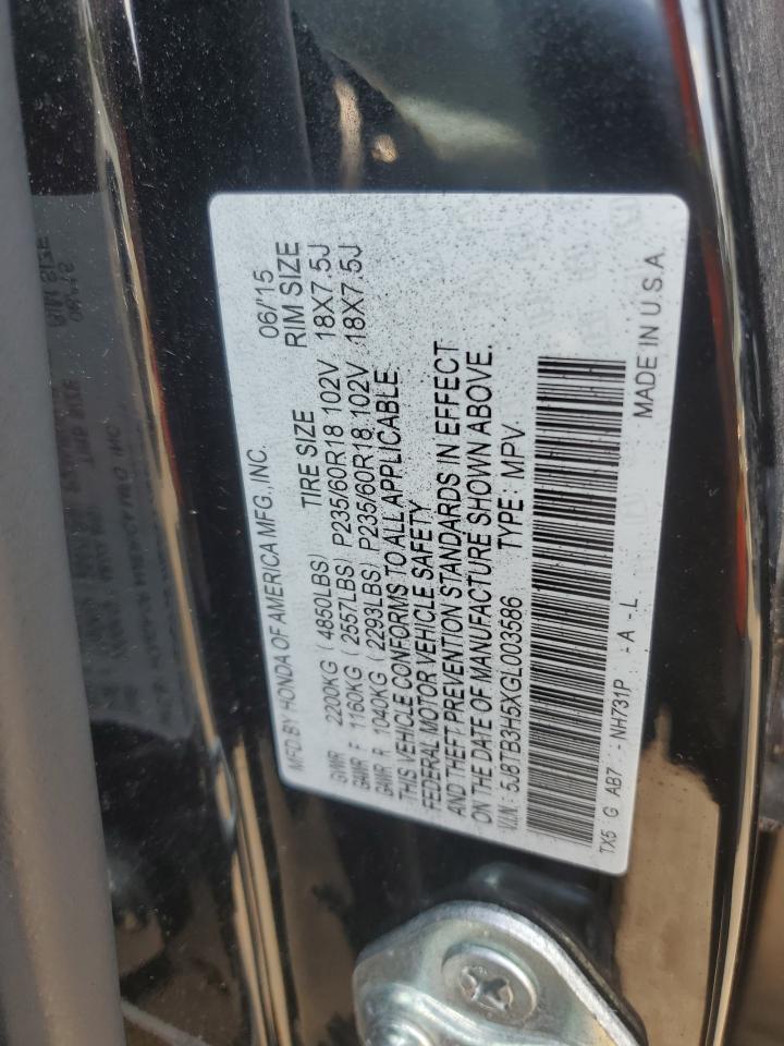 2016 Acura Rdx Technology VIN: 5J8TB3H5XGL003586 Lot: 83772905