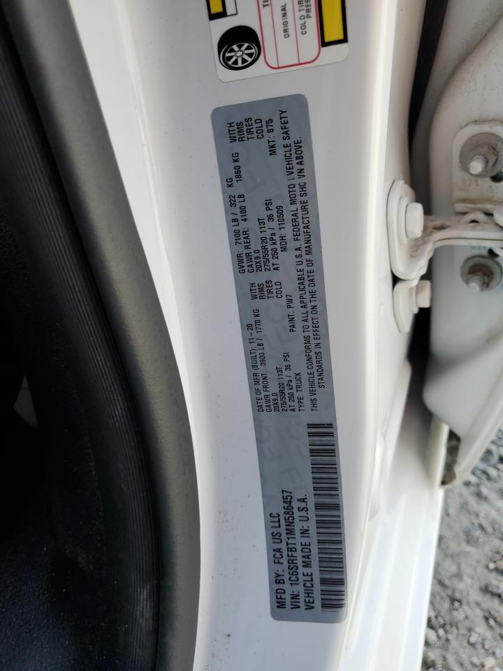 2021 Ram 1500 Big Horn/Lone Star VIN: 1C6SRFBT1MN586457 Lot: 84800705