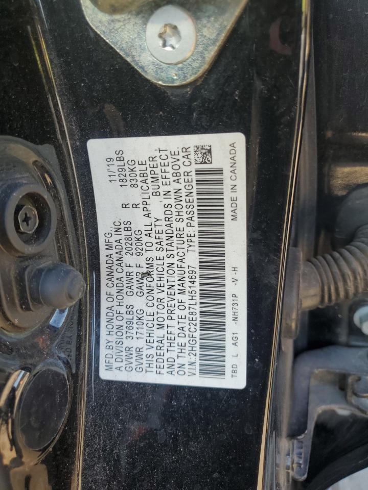 2020 Honda Civic Sport VIN: 2HGFC2E87LH514697 Lot: 80996325