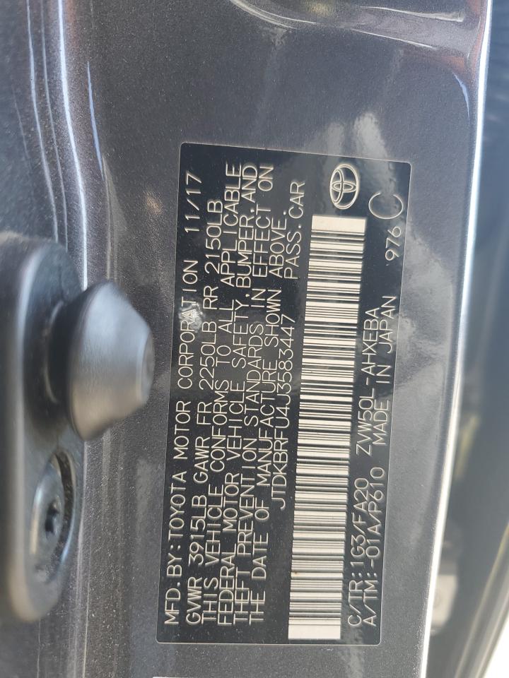 2018 Toyota Prius VIN: JTDKBRFU4J3583447 Lot: 81083335