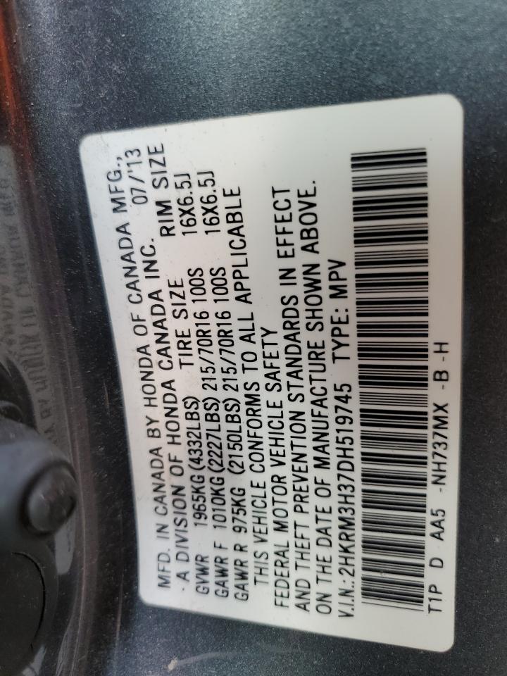 2013 Honda Cr-V Lx VIN: 2HKRM3H37DH519745 Lot: 71606465