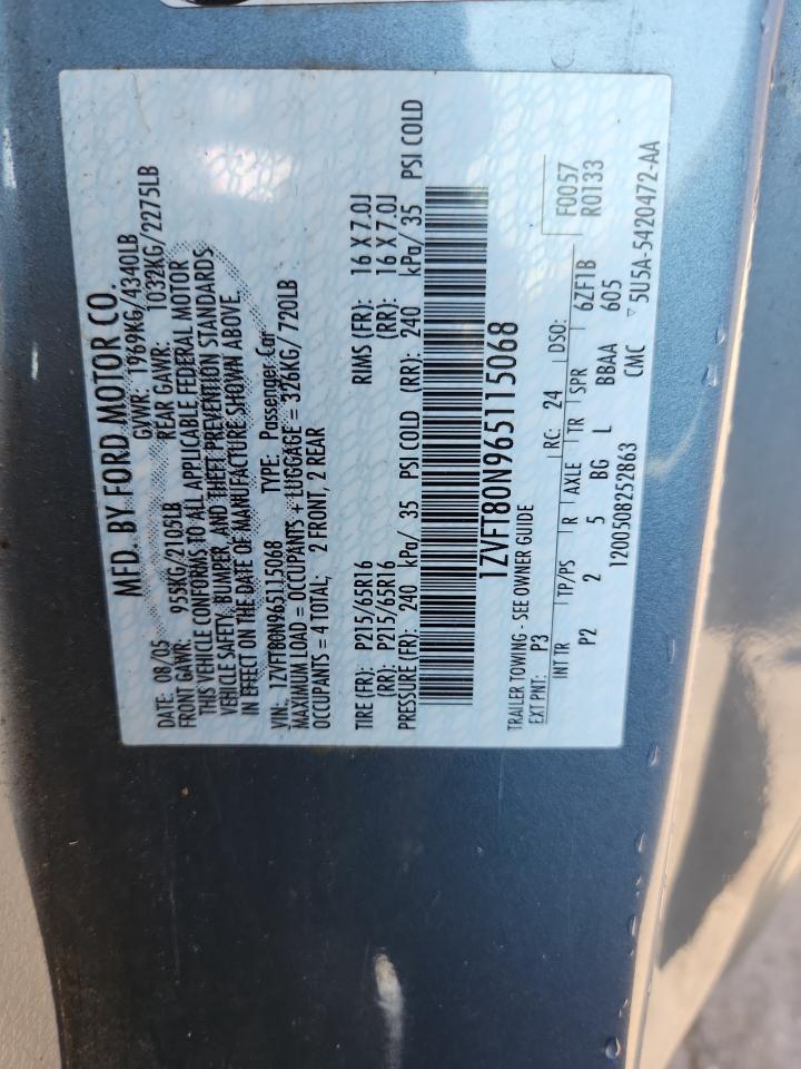 2006 Ford Mustang VIN: 1ZVFT80N965115068 Lot: 80790155