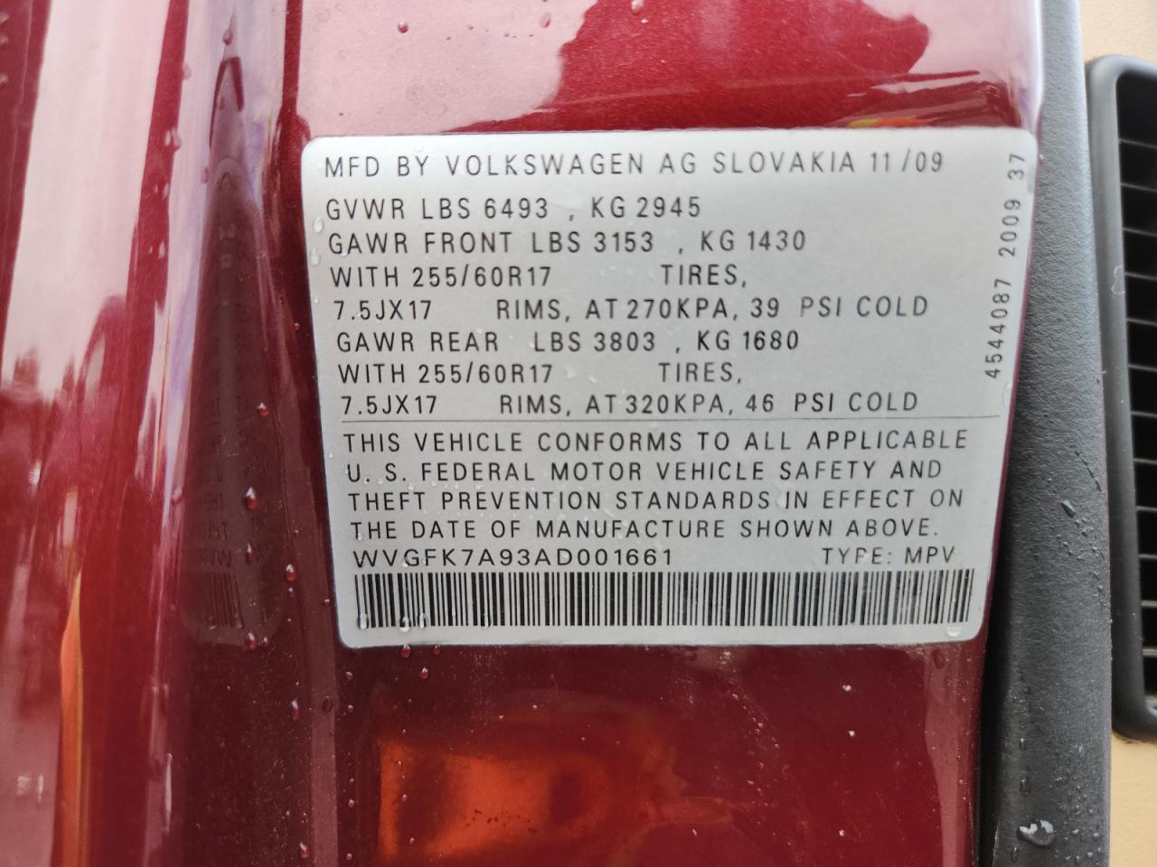 2010 Volkswagen Touareg Tdi VIN: WVGFK7A93AD001661 Lot: 81596405