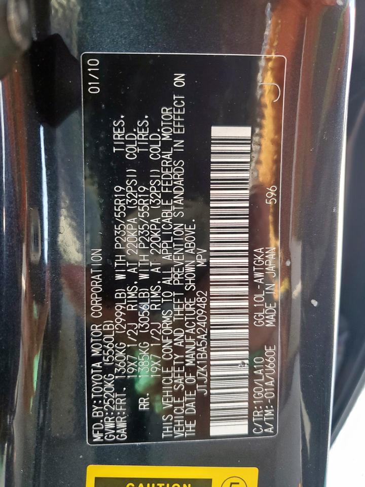 2010 Lexus Rx 350 VIN: JTJZK1BA5A2409482 Lot: 84219325