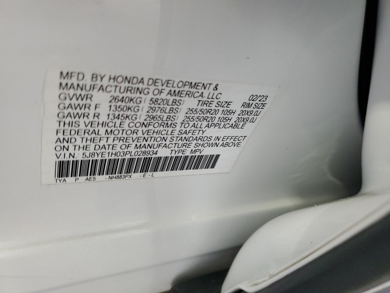 2023 Acura Mdx A-Spec VIN: 5J8YE1H03PL028934 Lot: 81415435